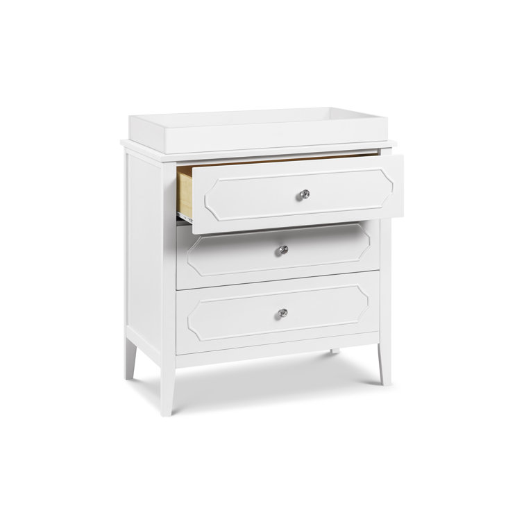 Chloe Regency White Crystal-Knobbed Nursery Dresser