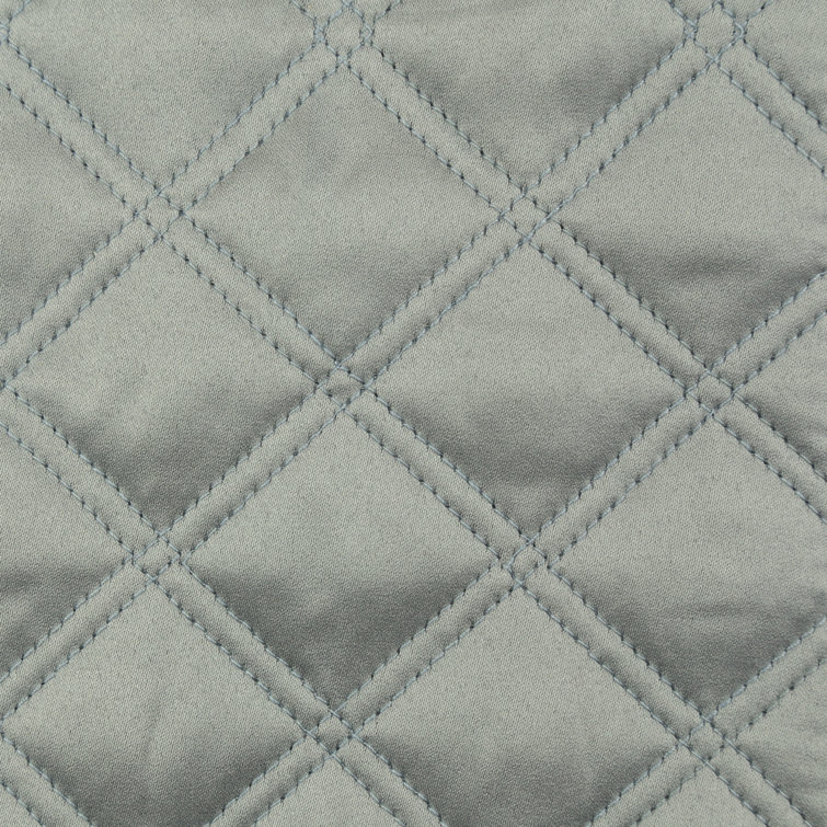 Charcoal & Silver Queen Polyester Charmeuse Diamond-Quilted Coverlet Set