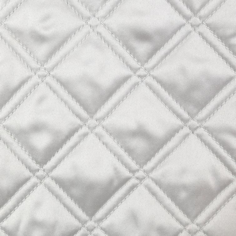 Charcoal & Silver Queen Polyester Charmeuse Diamond-Quilted Coverlet Set
