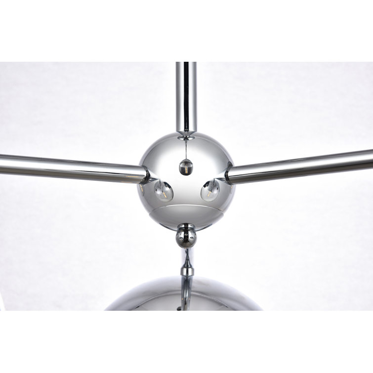 Eclipse 6-Light Chrome Frosted White Glass Modern Pendant