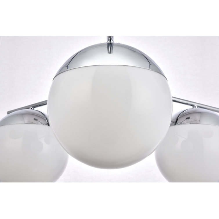 Eclipse 6-Light Chrome Frosted White Glass Modern Pendant