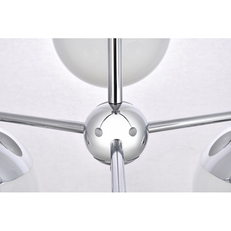 Eclipse 6-Light Chrome Frosted White Glass Modern Pendant