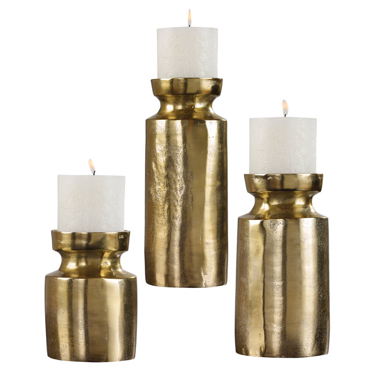 Antique Brass Amina Transitional Candleholder Trio