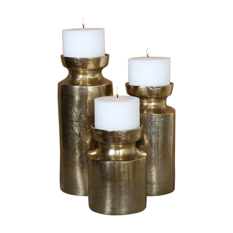 Antique Brass Amina Transitional Candleholder Trio