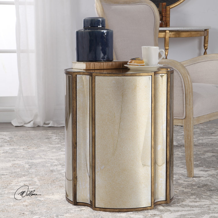 Harlow Mirrored Antique Brass Free Form End Table