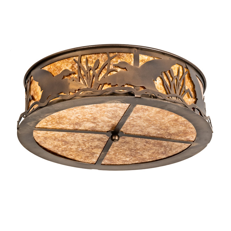 Rustic Copper and Glass LED Drum Flush Mount