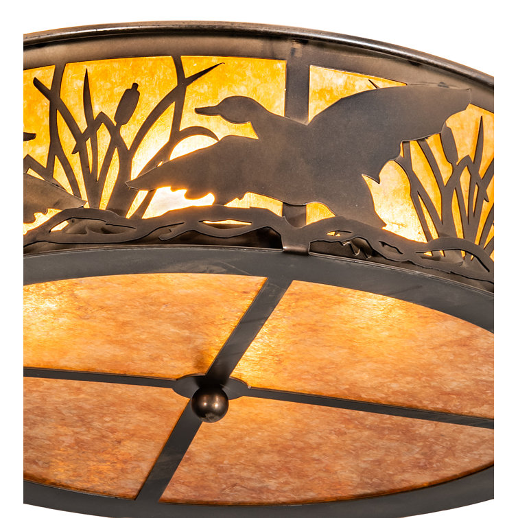 Rustic Copper and Glass LED Drum Flush Mount