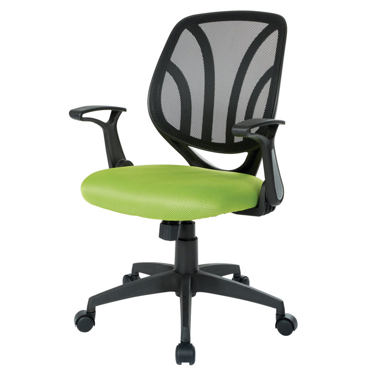 High-Back Swivel Task Chair with Adjustable Arms in Green Mesh
