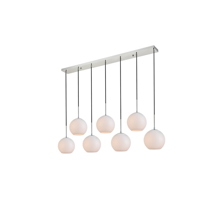 Baxter 7-Light Chrome Pendant with Frosted White Glass Spheres