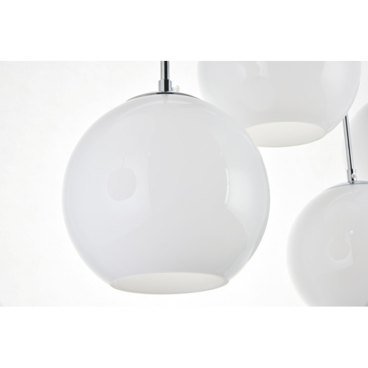 Baxter 7-Light Chrome Pendant with Frosted White Glass Spheres