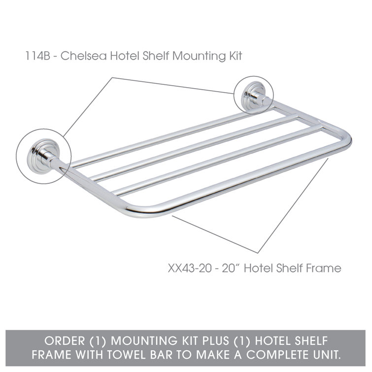Chelsea Polished Chrome 4" Surface Mount Hotel Shelf Kit