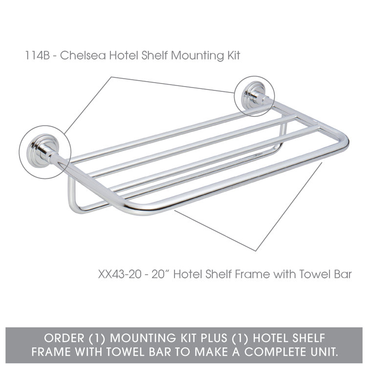 Chelsea Polished Chrome 4" Surface Mount Hotel Shelf Kit