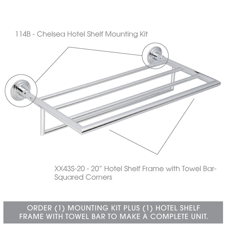 Chelsea Polished Chrome 4" Surface Mount Hotel Shelf Kit