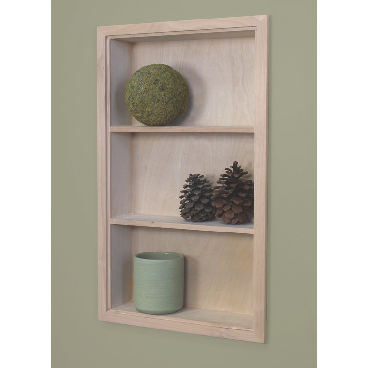 Sloane Classic Beige Wooden Recessed Wall Niche with 3 Shelves