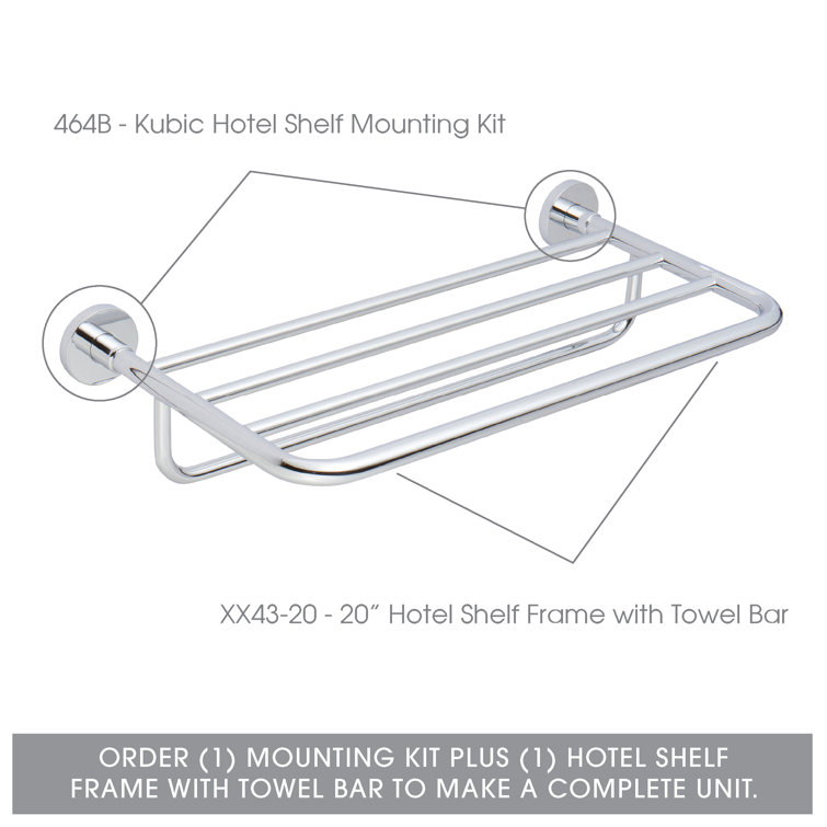 Kubic Polished Brass and Chrome Wall-Mounted Shelf Bracket