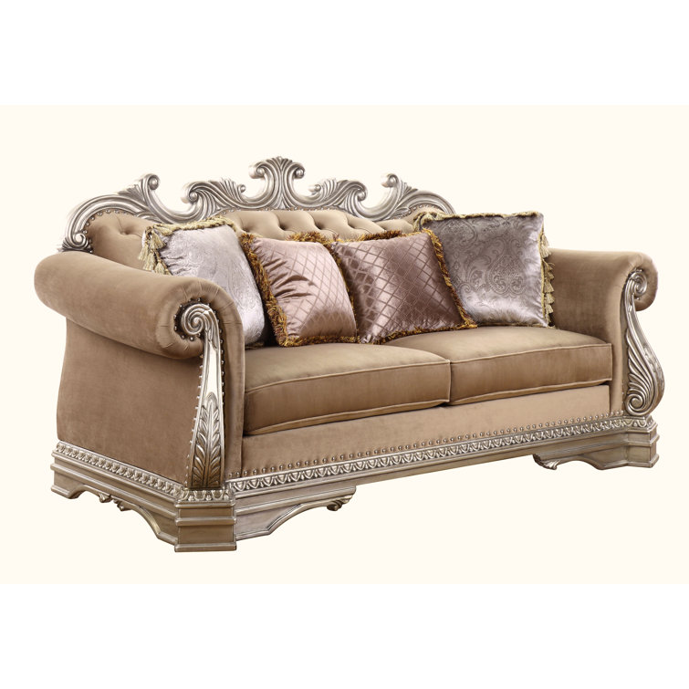 Elfrieda 80'' Brown Velvet Rolled Arm Loveseat