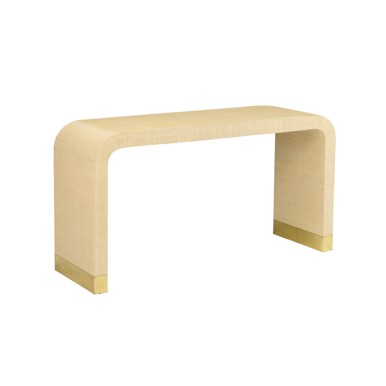Elegant Waterfall 60" Cream Console Table with Brass Accents