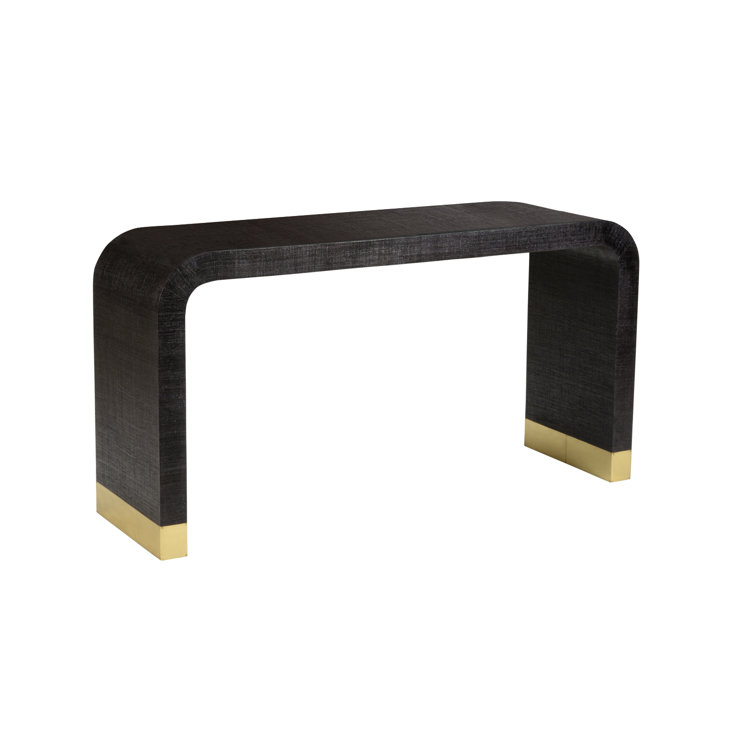 Elegant Waterfall 60'' Black Wood and Metal Console Table