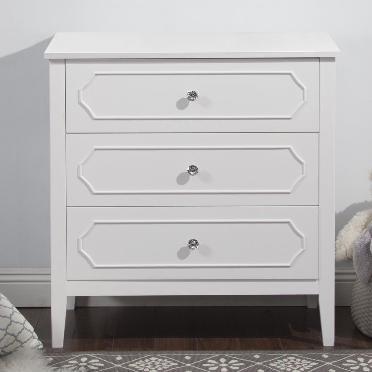 Chloe Regency White Crystal-Knobbed Nursery Dresser