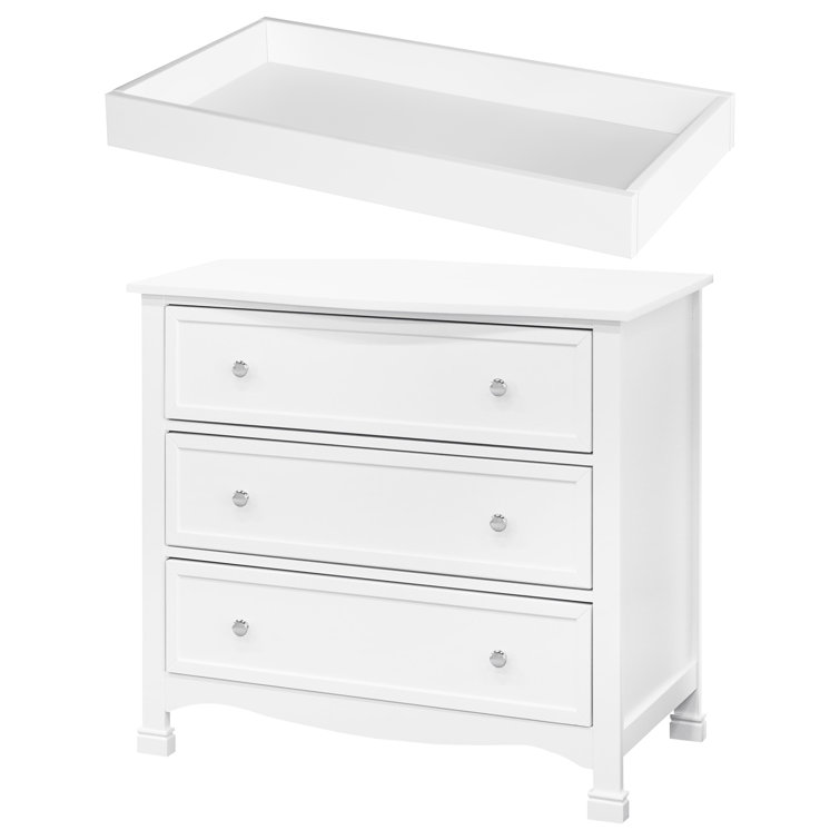 White GREENGUARD Certified 3-Drawer Nursery Dresser