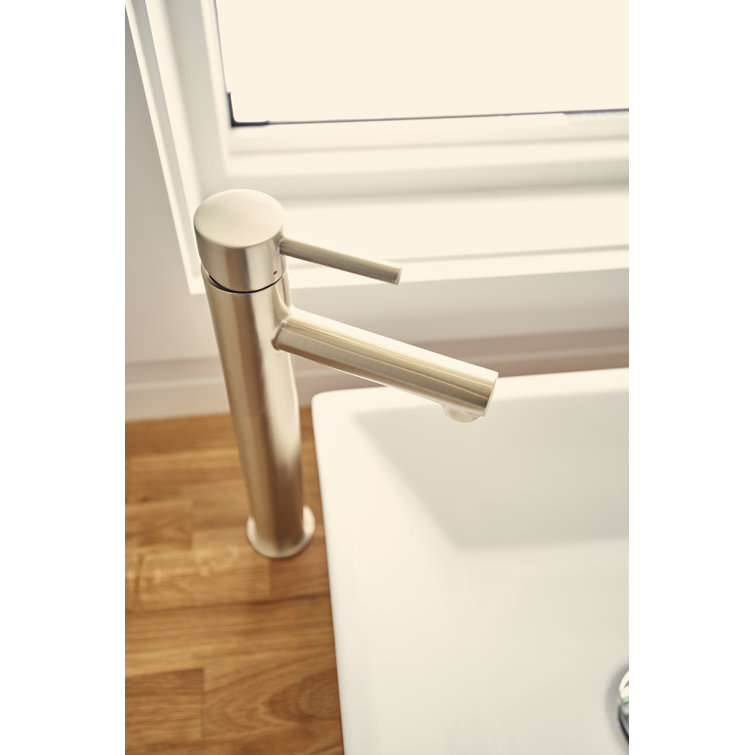 Sleek Modern 12" High-Arc Vessel Bathroom Faucet in Brushed Nickel