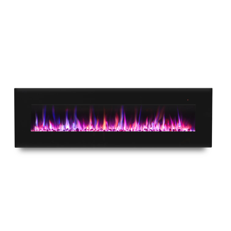 Corretto 72" Black Wall Mounted Electric Fireplace with Mantel