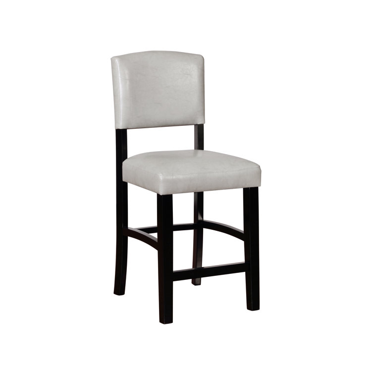 Dove Gray Faux Leather Counter Stool with Black Wood Frame