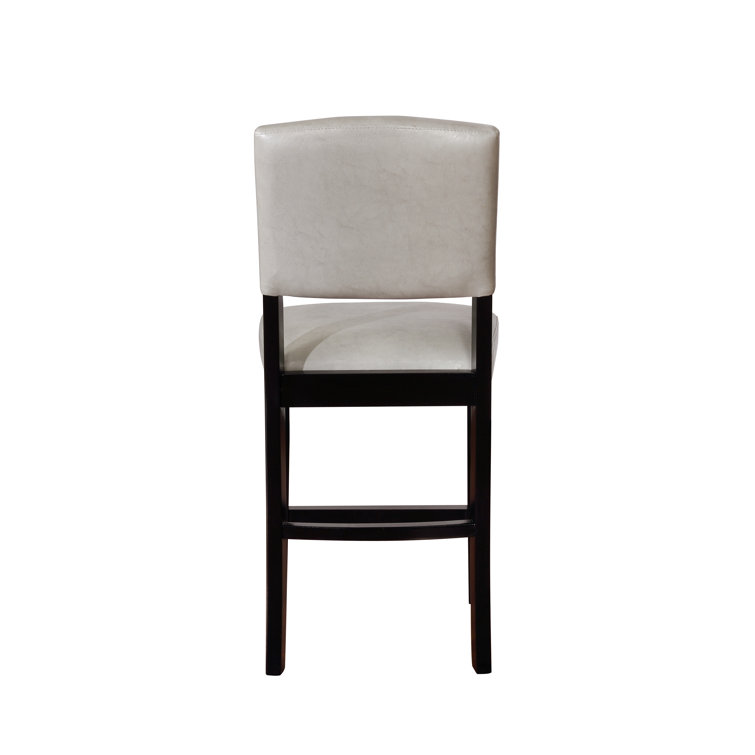 Dove Gray Faux Leather Counter Stool with Black Wood Frame