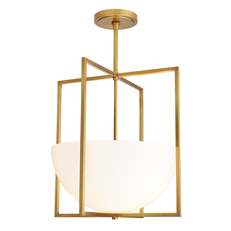 Antique Brass and Glass Modern Indoor/Outdoor Pendant Light