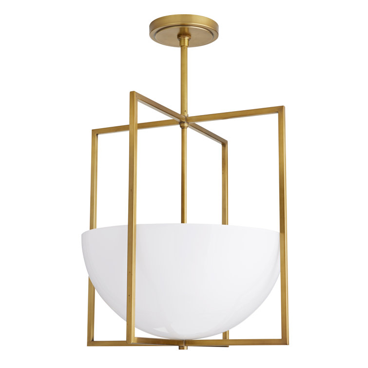 Antique Brass and Glass Modern Indoor/Outdoor Pendant Light