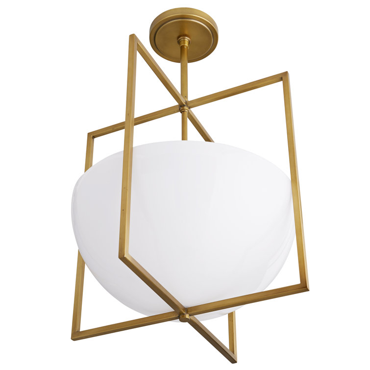 Antique Brass and Glass Modern Indoor/Outdoor Pendant Light