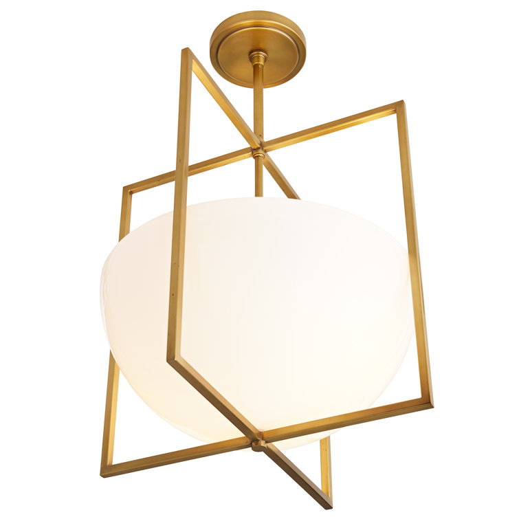 Antique Brass and Glass Modern Indoor/Outdoor Pendant Light
