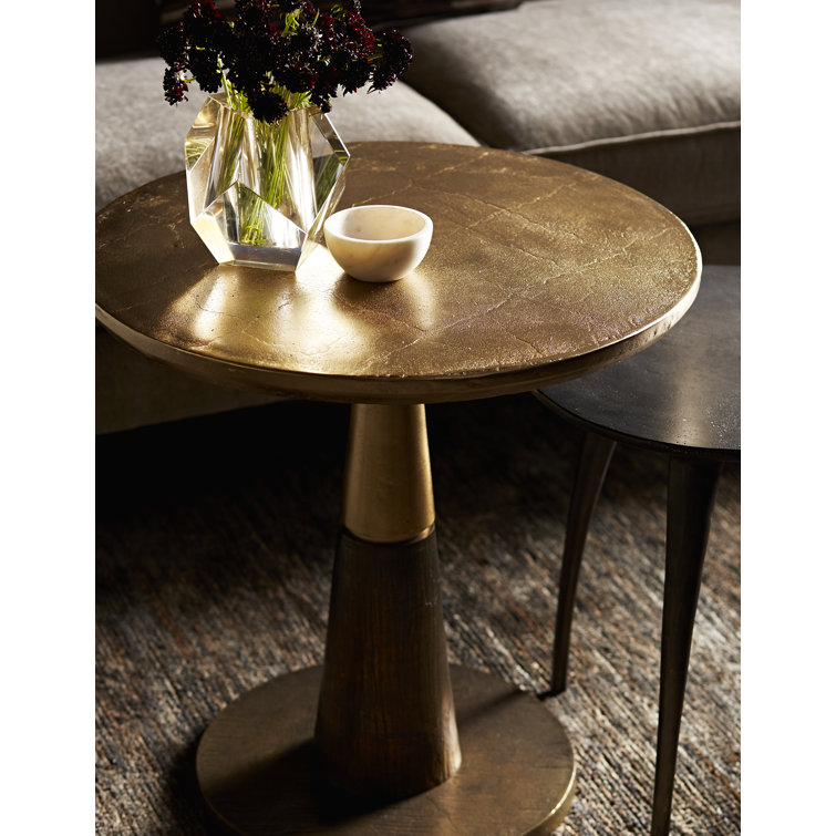 Rochester 24" Round Antique Gold Aluminum Side Table