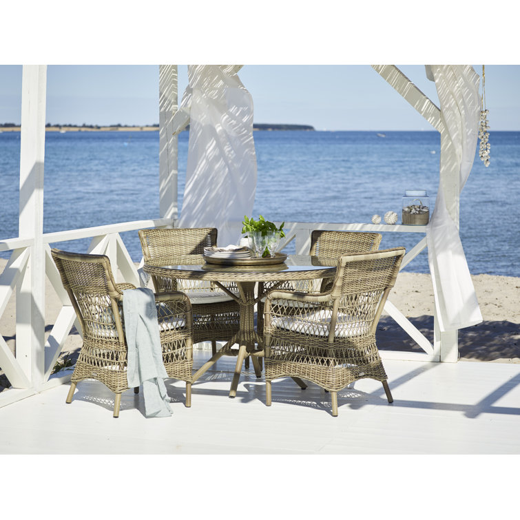 Antique Aluminum Outdoor Dining Chair with White Canvas Cushion