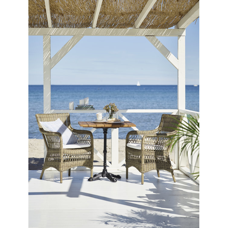 Antique Aluminum Outdoor Dining Chair with White Canvas Cushion