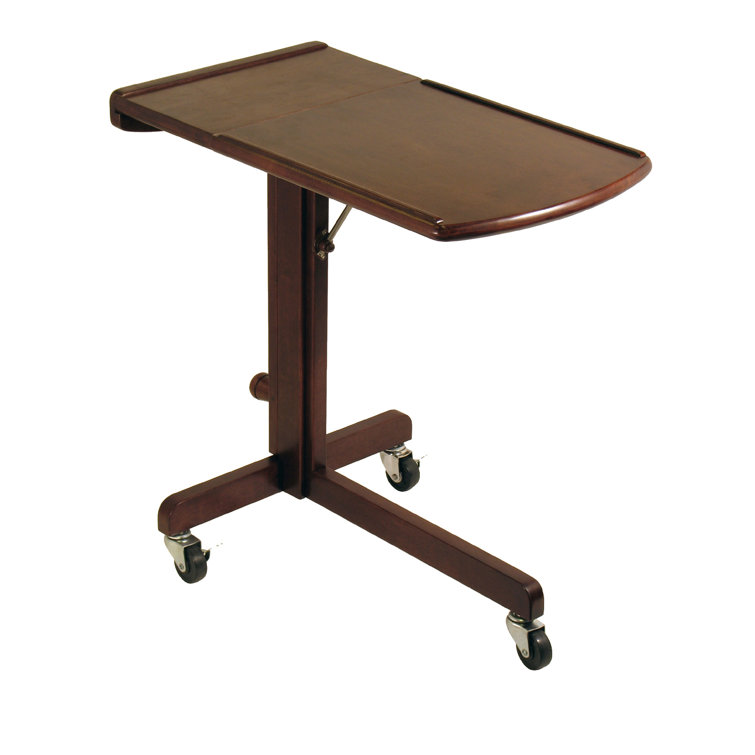 Antique Walnut Adjustable Height Laptop Cart with Wheels