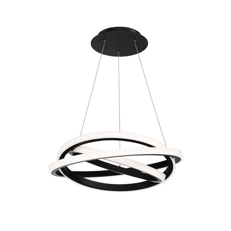 Veloce 26" Black LED Chandelier with White Silica Diffuser