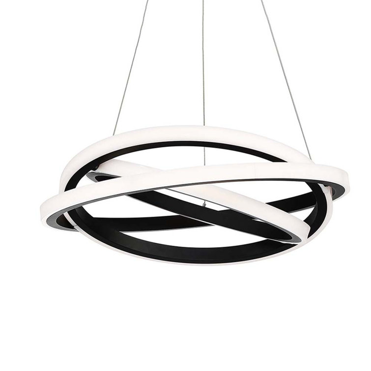 Veloce 26" Black LED Chandelier with White Silica Diffuser
