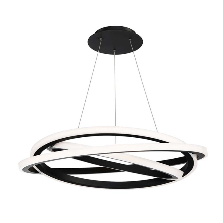 Veloce Black Tiered LED Chandelier with White Diffuser