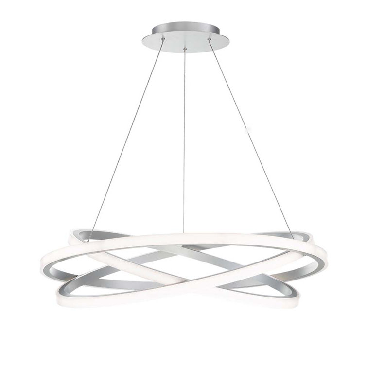 Veloce 8'' H x 38'' W Titanium LED Chandelier with White Silica Diffuser