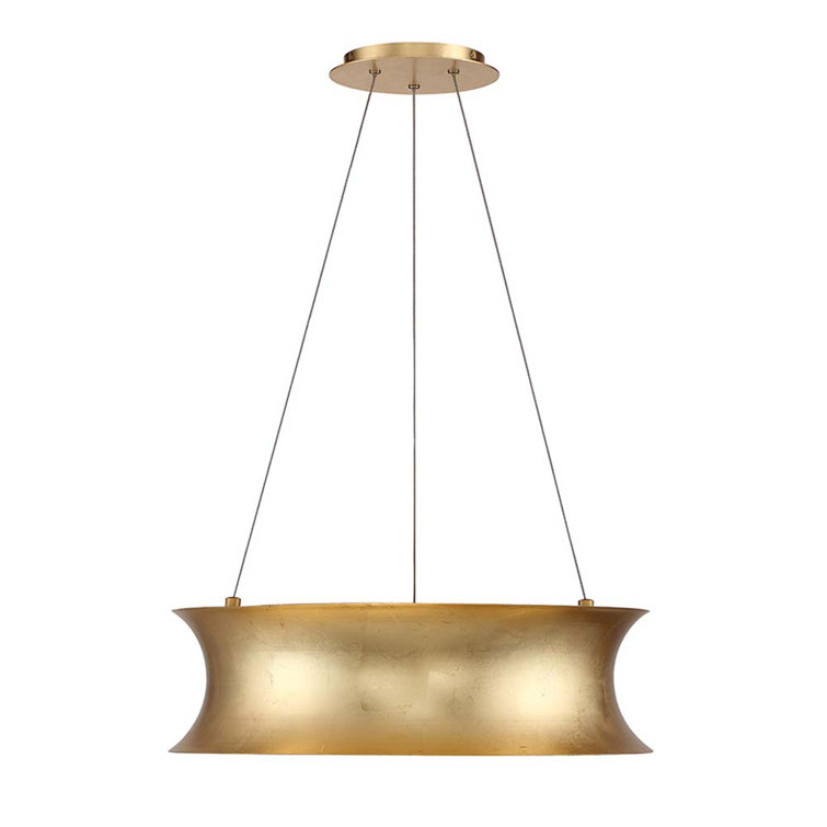 Tango Luxe Gold Leaf LED Drum Pendant Light - 20"