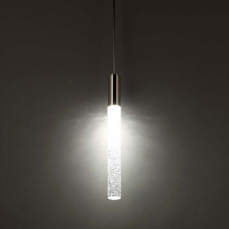Polished Nickel Mini LED Pendant with Crystal Shade