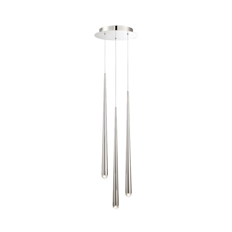 Cascade Polished Nickel 3-Light LED Chandelier with Clear Crystal Shades