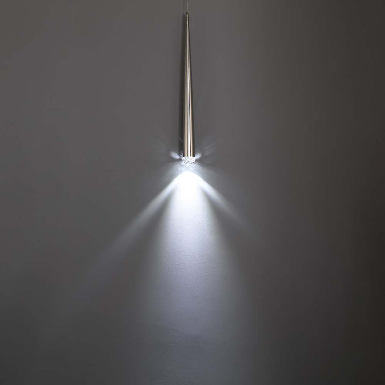 Cascade Polished Nickel LED Pendant with Hand-Cut Crystal