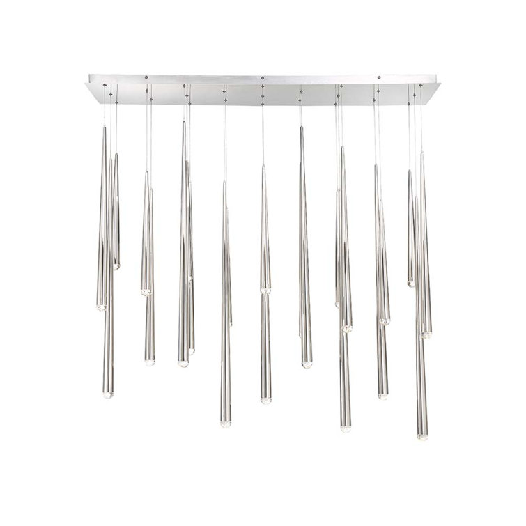 Cascade 23-Light Polished Nickel Crystal LED Island Pendant