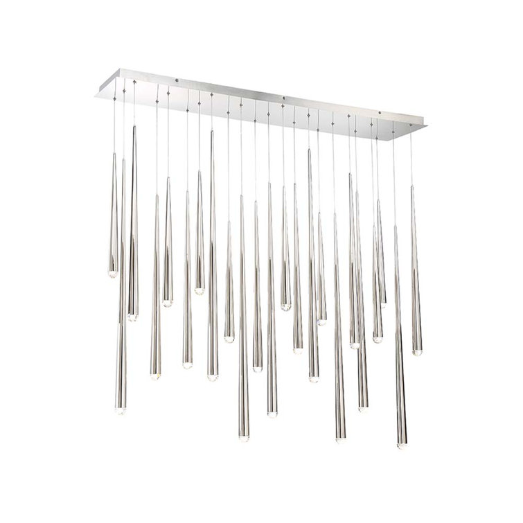 Cascade 23-Light Polished Nickel Crystal LED Island Pendant