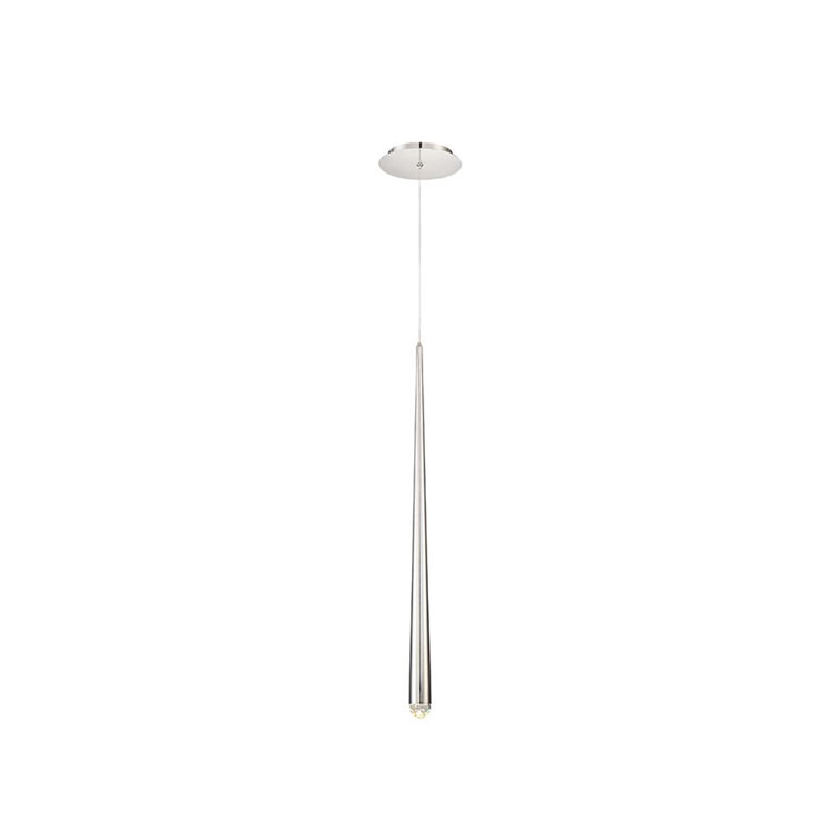 Cascade Polished Nickel 28" LED Mini Pendant with Hand-Cut Crystal