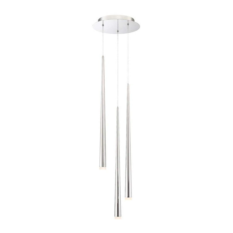 Cascade Polished Nickel 3-Light LED Pendant with Frosted Glass