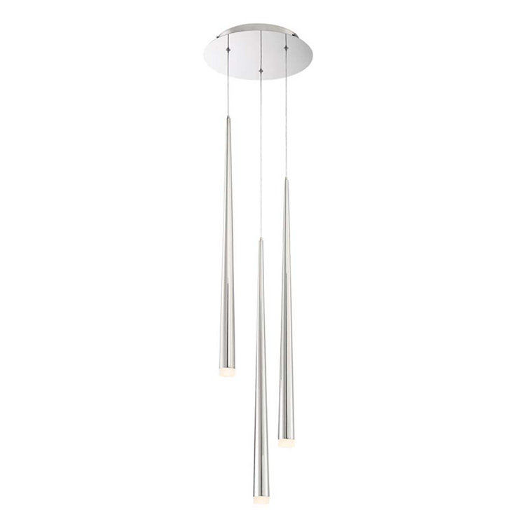 Cascade Polished Nickel 3-Light LED Pendant with Frosted Glass