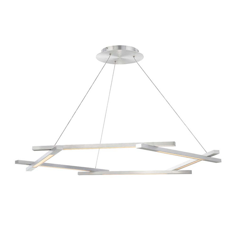 Elegant Hexagonal Black Crystal LED Chandelier with Brushed Aluminum Finish